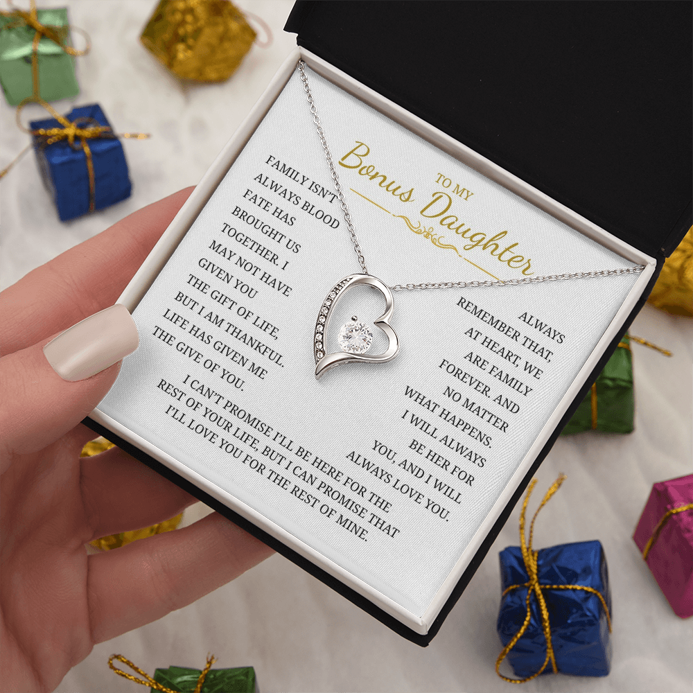 To My Bonus Daughter Forever Love Necklace