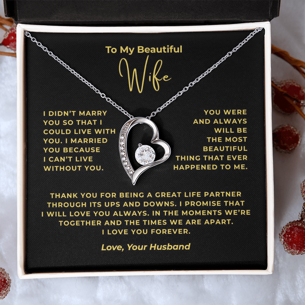 To My Beautiful Wife Interlocking Hearts Necklace