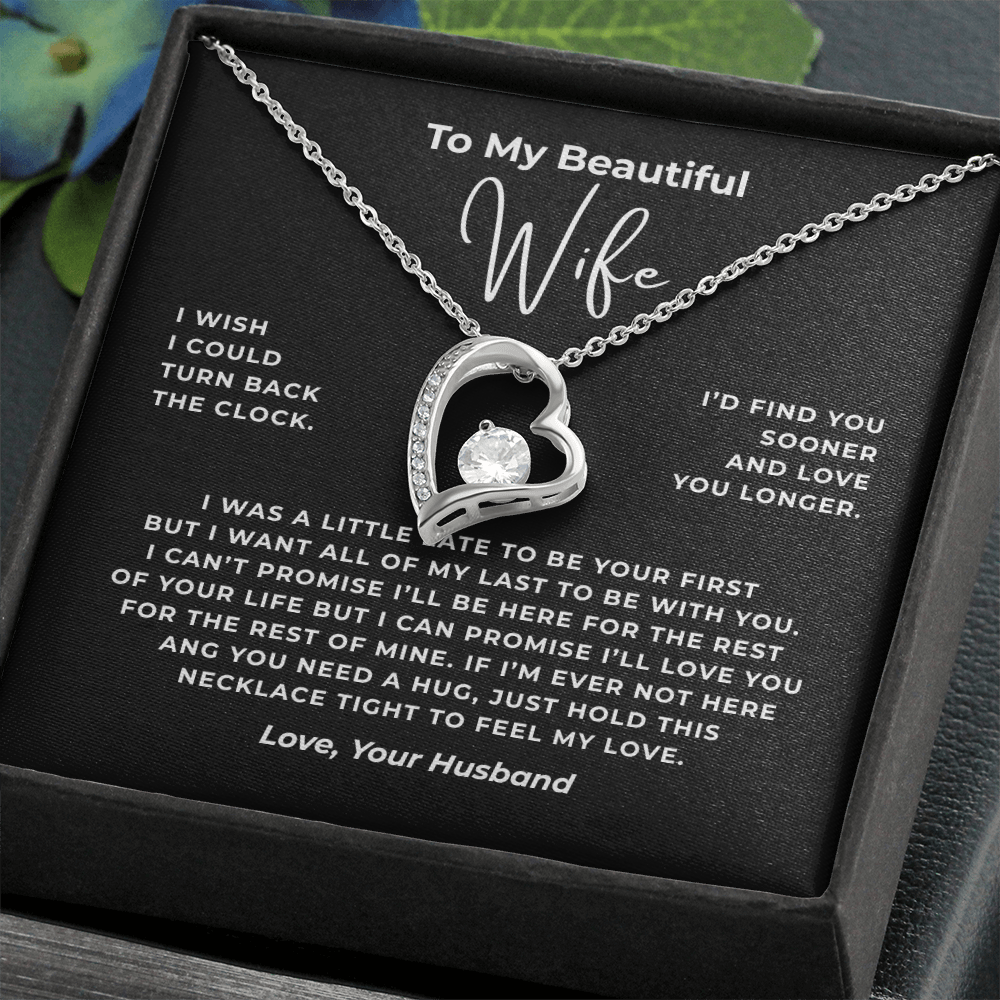 To My Beautiful Wife Interlocking Hearts Necklace