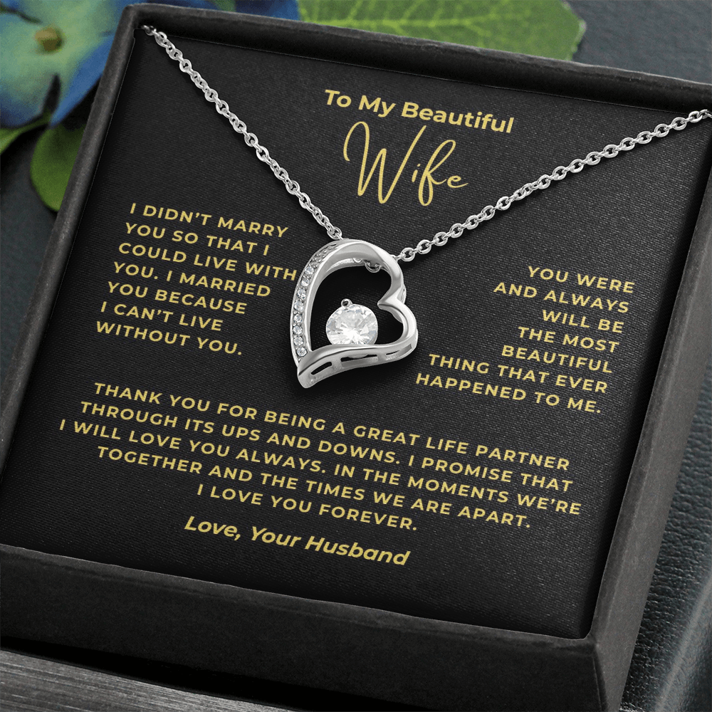 To My Beautiful Wife Interlocking Hearts Necklace