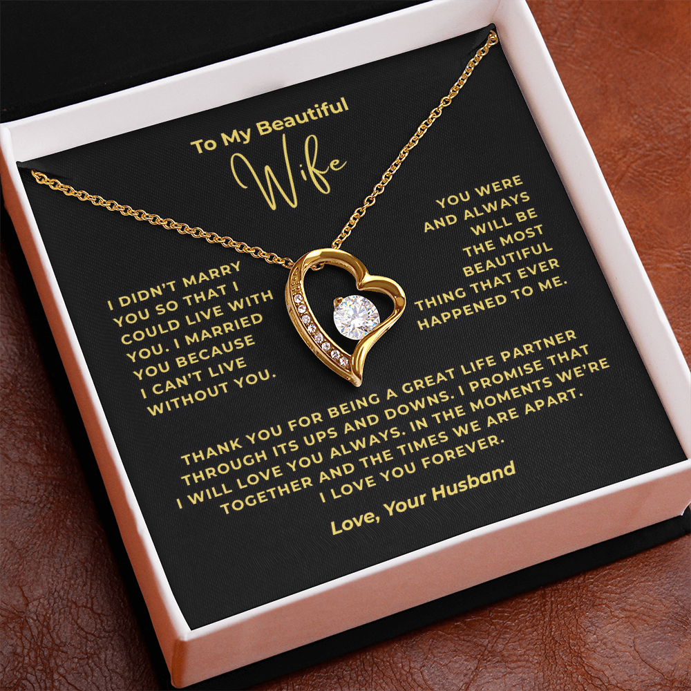 To My Beautiful Wife Interlocking Hearts Necklace
