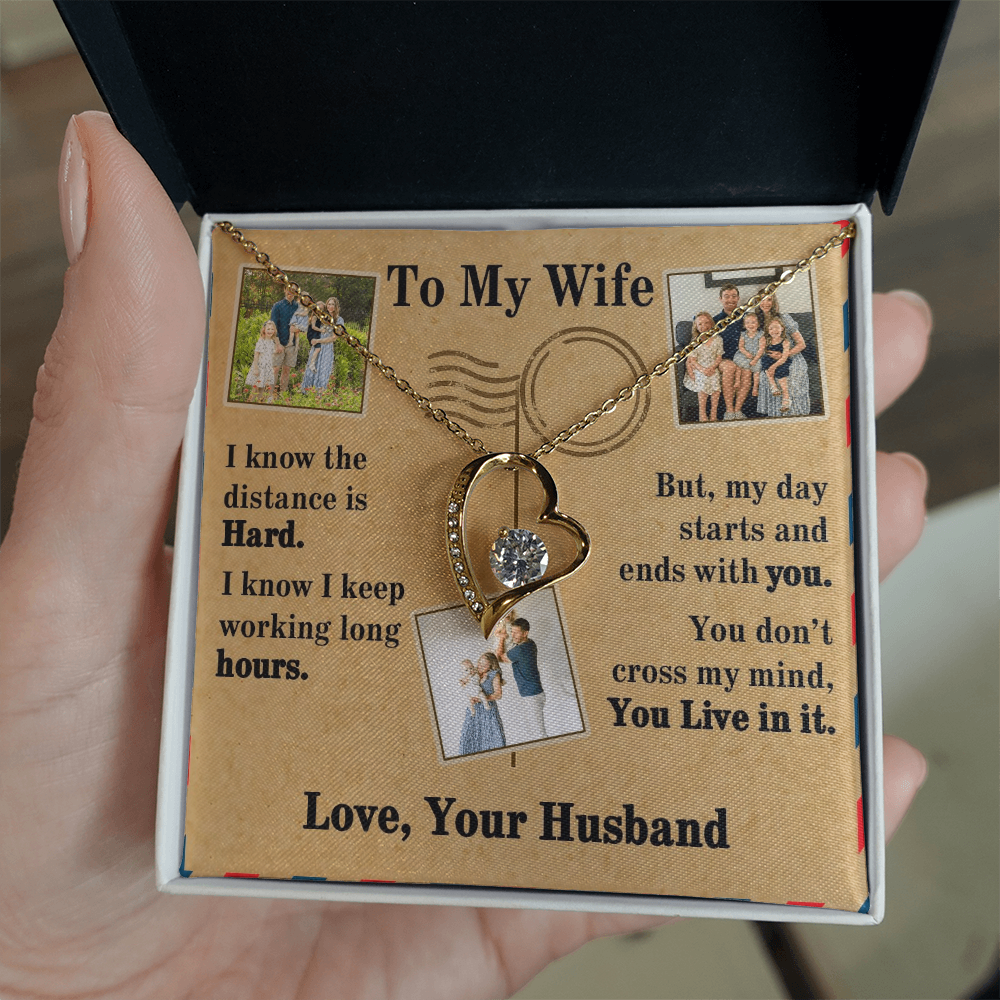 To My Wife Forever Love Necklace With 3 Photos