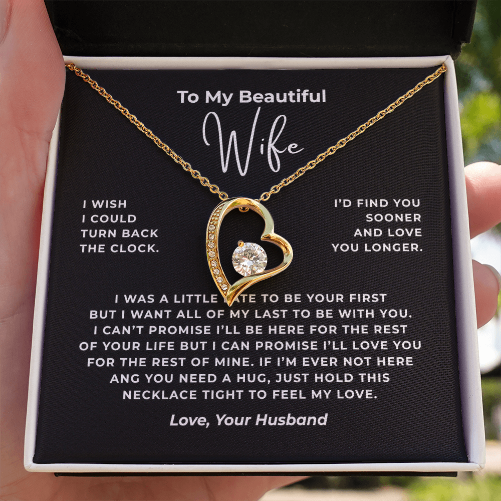 To My Beautiful Wife Interlocking Hearts Necklace