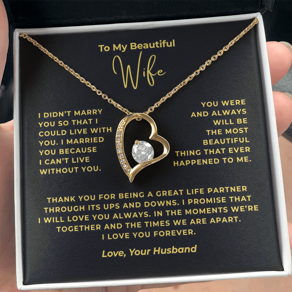 To My Beautiful Wife Interlocking Hearts Necklace