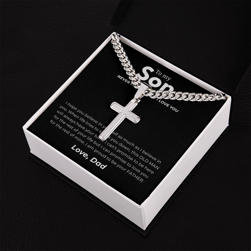 Personalized To My Son Cross with Cuban Link Chain