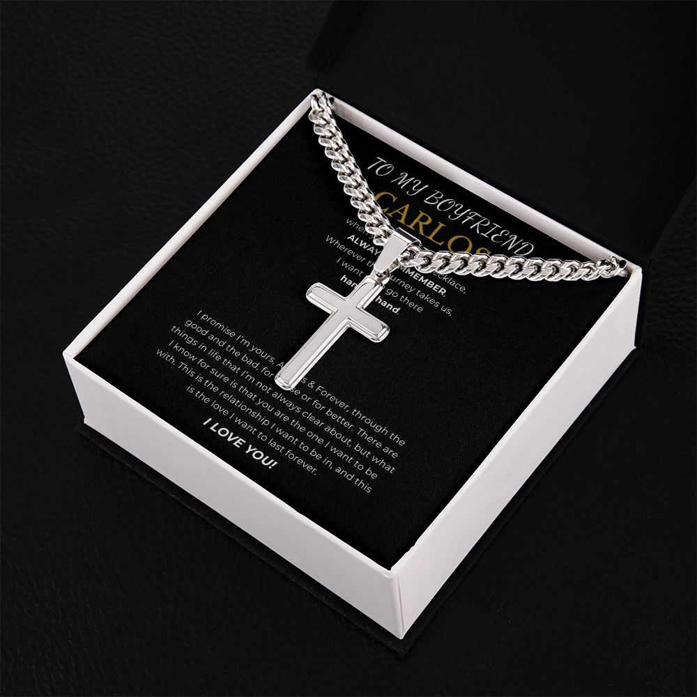 Personalized To My Boyfriend Cross with Cuban Link Chain