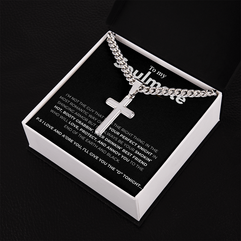 Personalized To My Soulmate Cross with Cuban Link Chain
