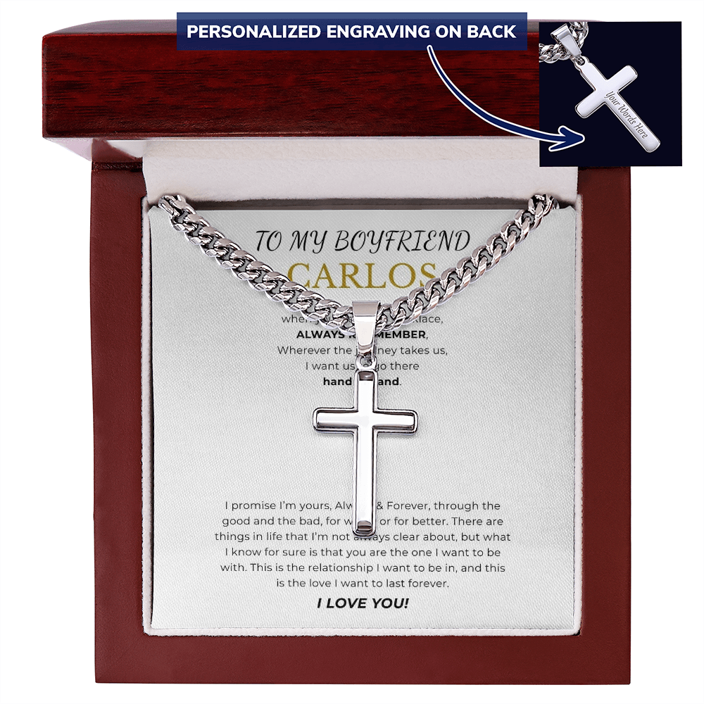 Personalized To My Boyfriend Cross with Cuban Link Chain