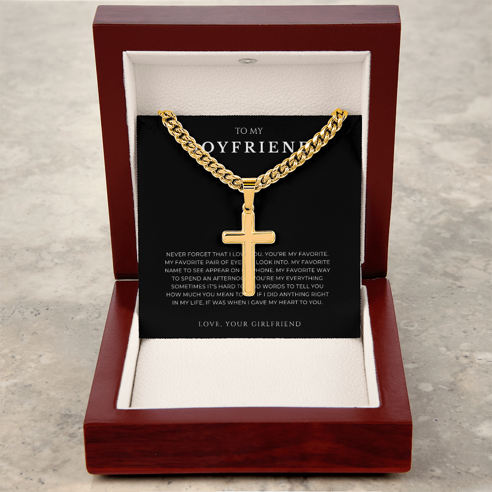 Personalized To My Boyfriend Cross with Cuban Link Chain