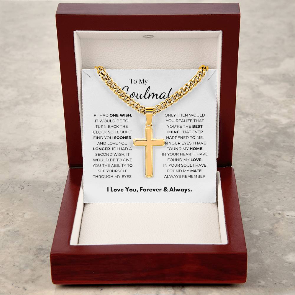 Personalized To My Soulmate Cross with Cuban Link Chain