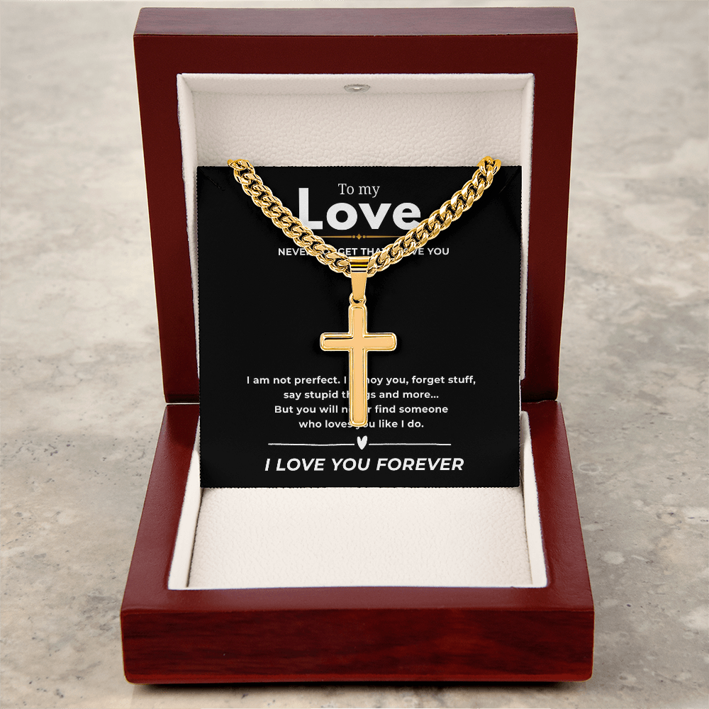 Personalized To My Love Cross with Cuban Link Chain