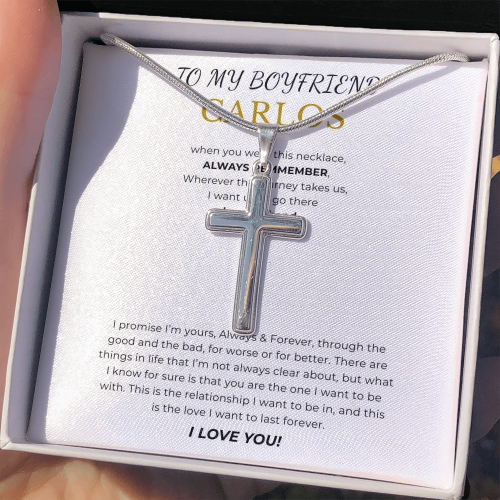 Prosonalized Promise Cross Necklace with Snake Chain