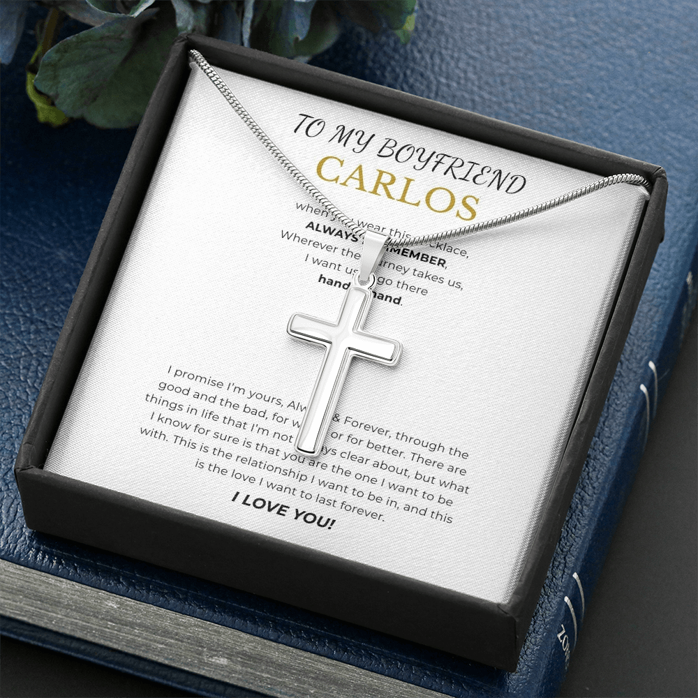 Prosonalized Promise Cross Necklace with Snake Chain