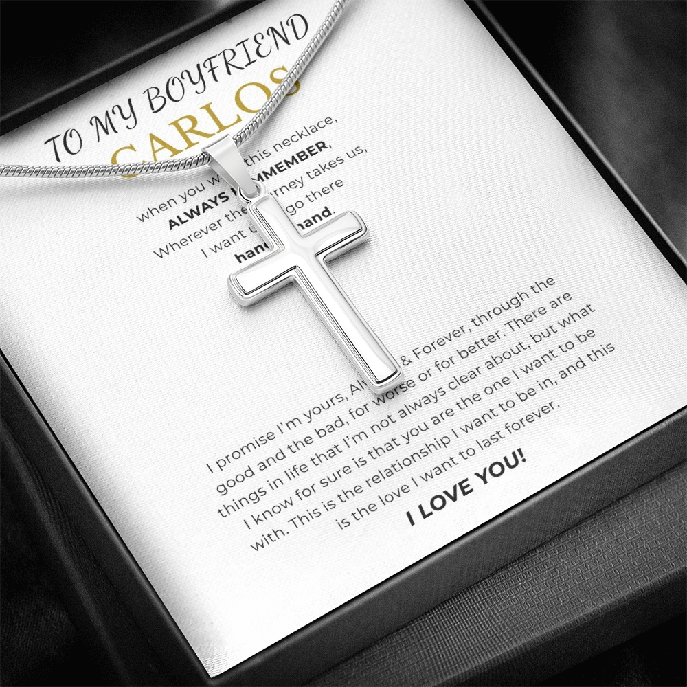 Prosonalized Promise Cross Necklace with Snake Chain