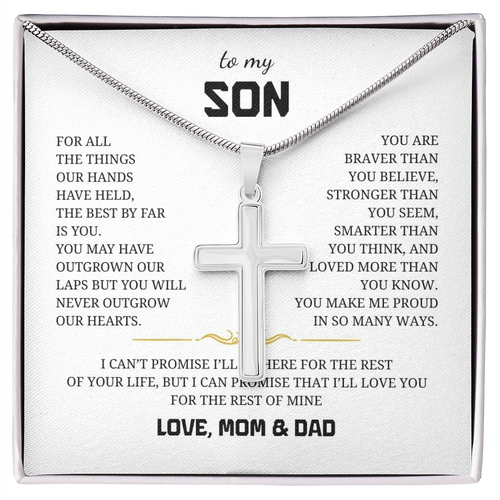 To My Son Artisan Cross Necklace with Snake Chain