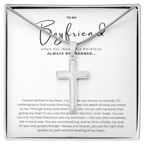 To My Boyfriend Cross Necklace with Snake Chain