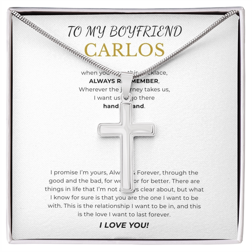 Prosonalized Promise Cross Necklace with Snake Chain