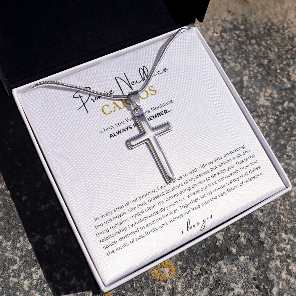Prosonalized Promise Cross Necklace with Snake Chain