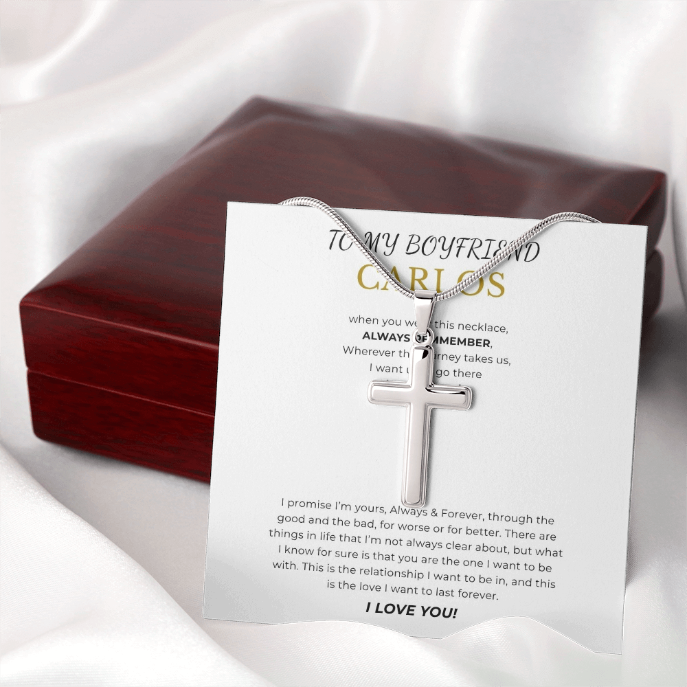 Prosonalized Promise Cross Necklace with Snake Chain