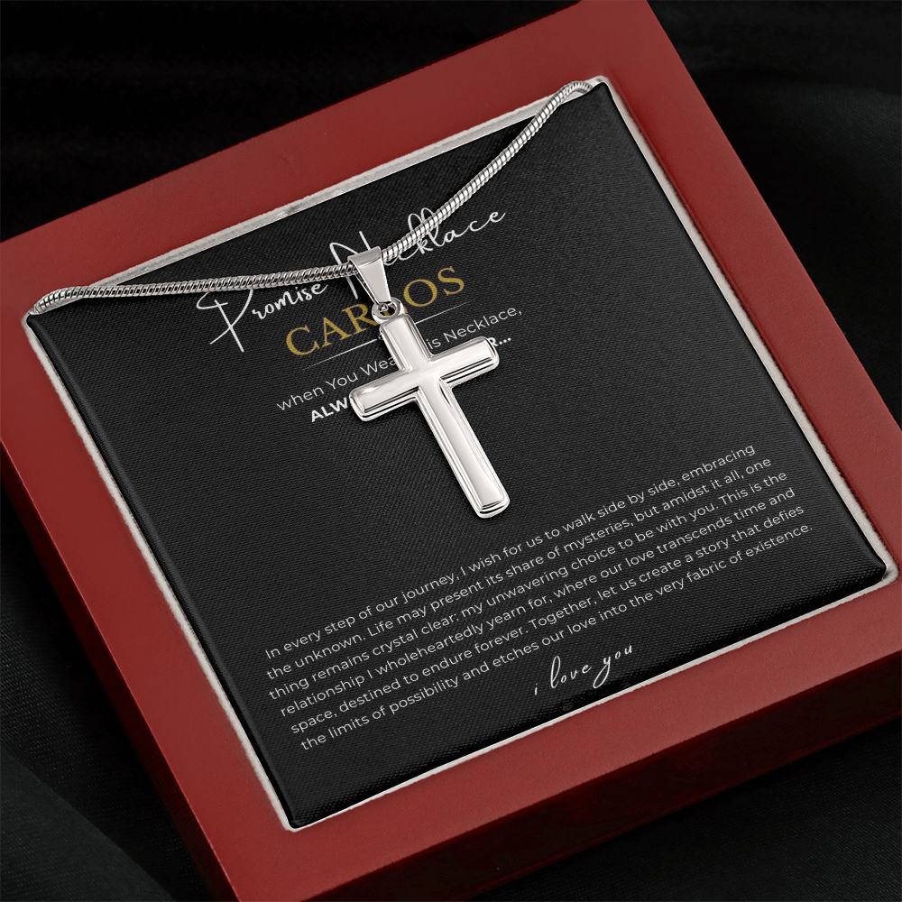 Prosonalized Promise Cross Necklace with Snake Chain
