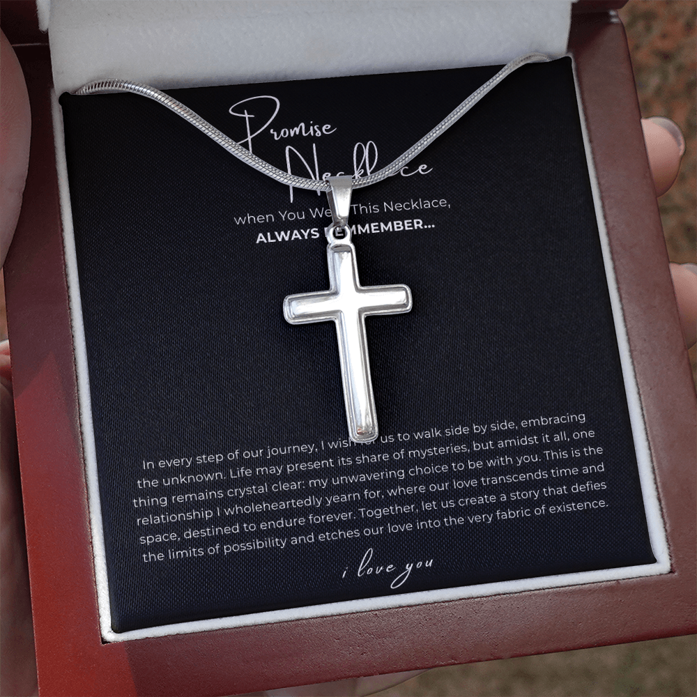 Promise Cross Necklace with Snake Chain
