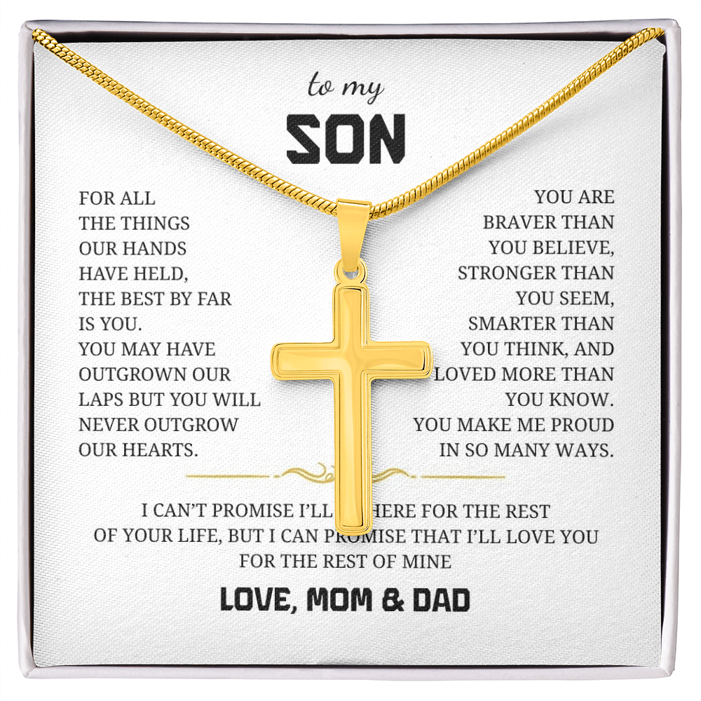To My Son Artisan Cross Necklace with Snake Chain