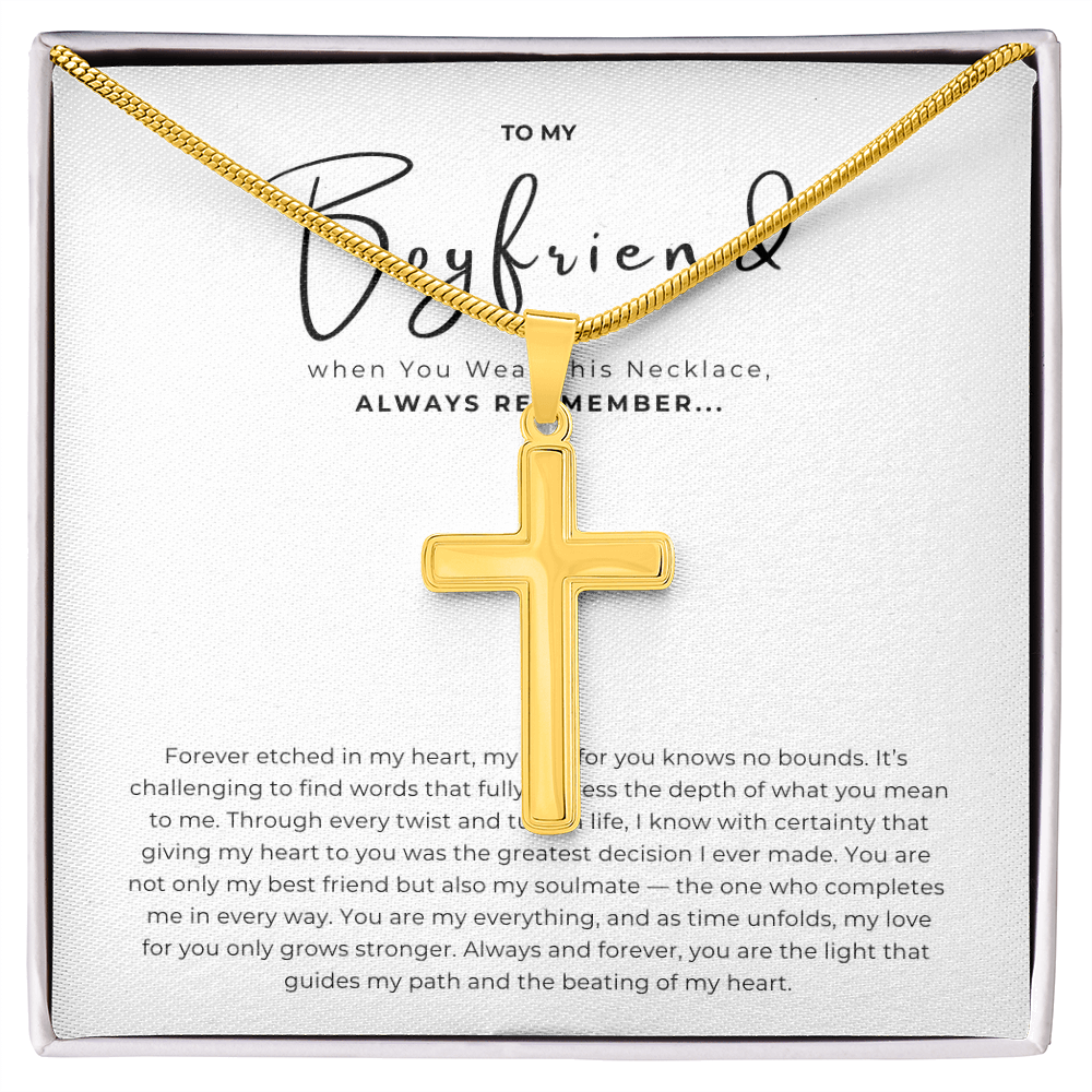 To My Boyfriend Cross Necklace with Snake Chain