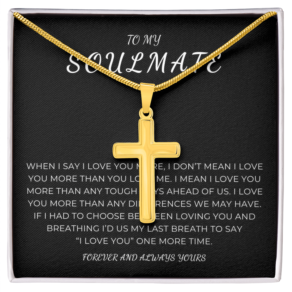 To My Soulmate Cross Necklace with Snake Chain
