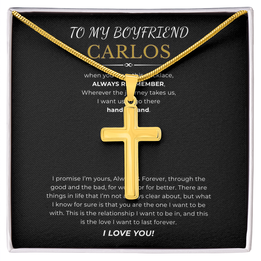 Prosonalized Promise Cross Necklace with Snake Chain