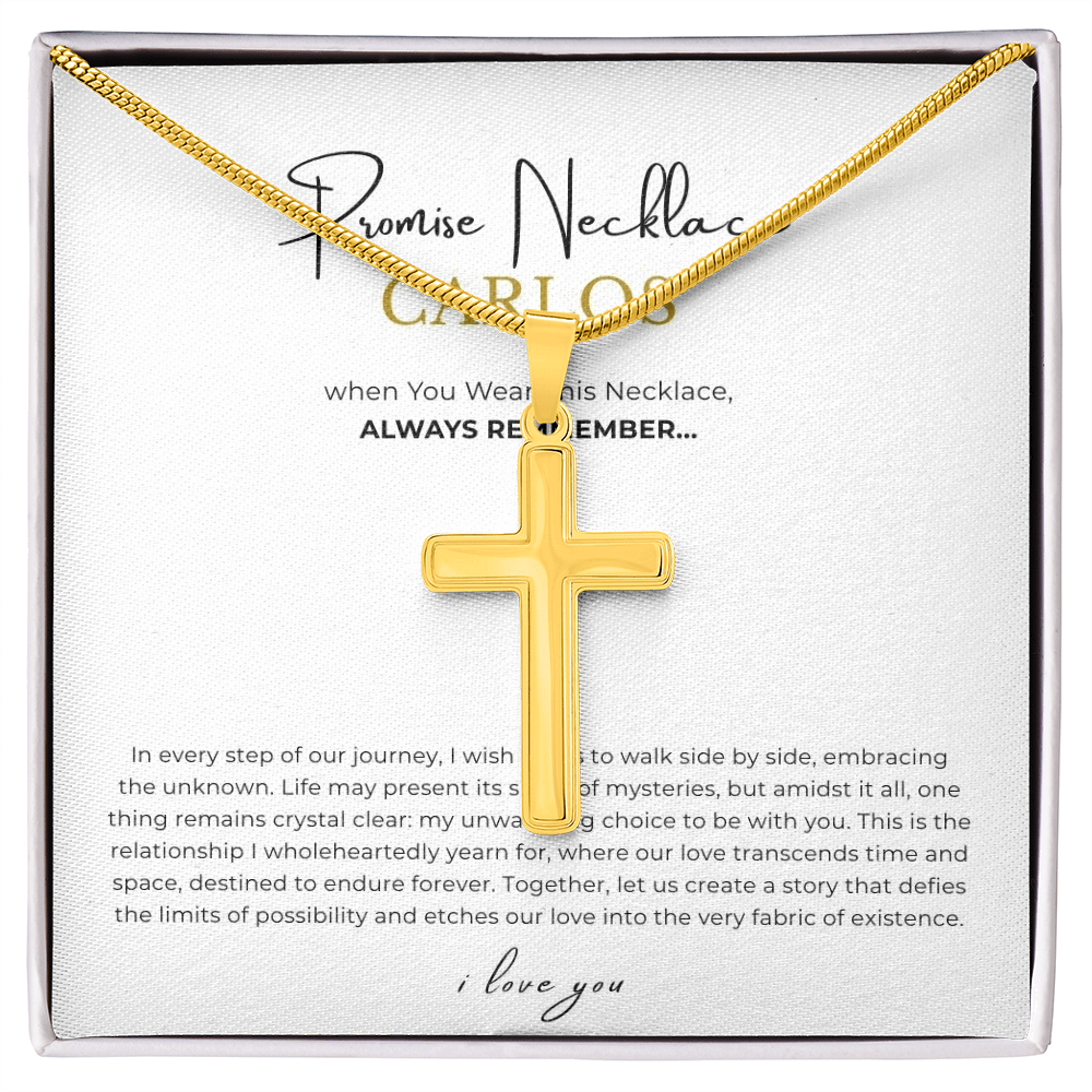 Prosonalized Promise Cross Necklace with Snake Chain