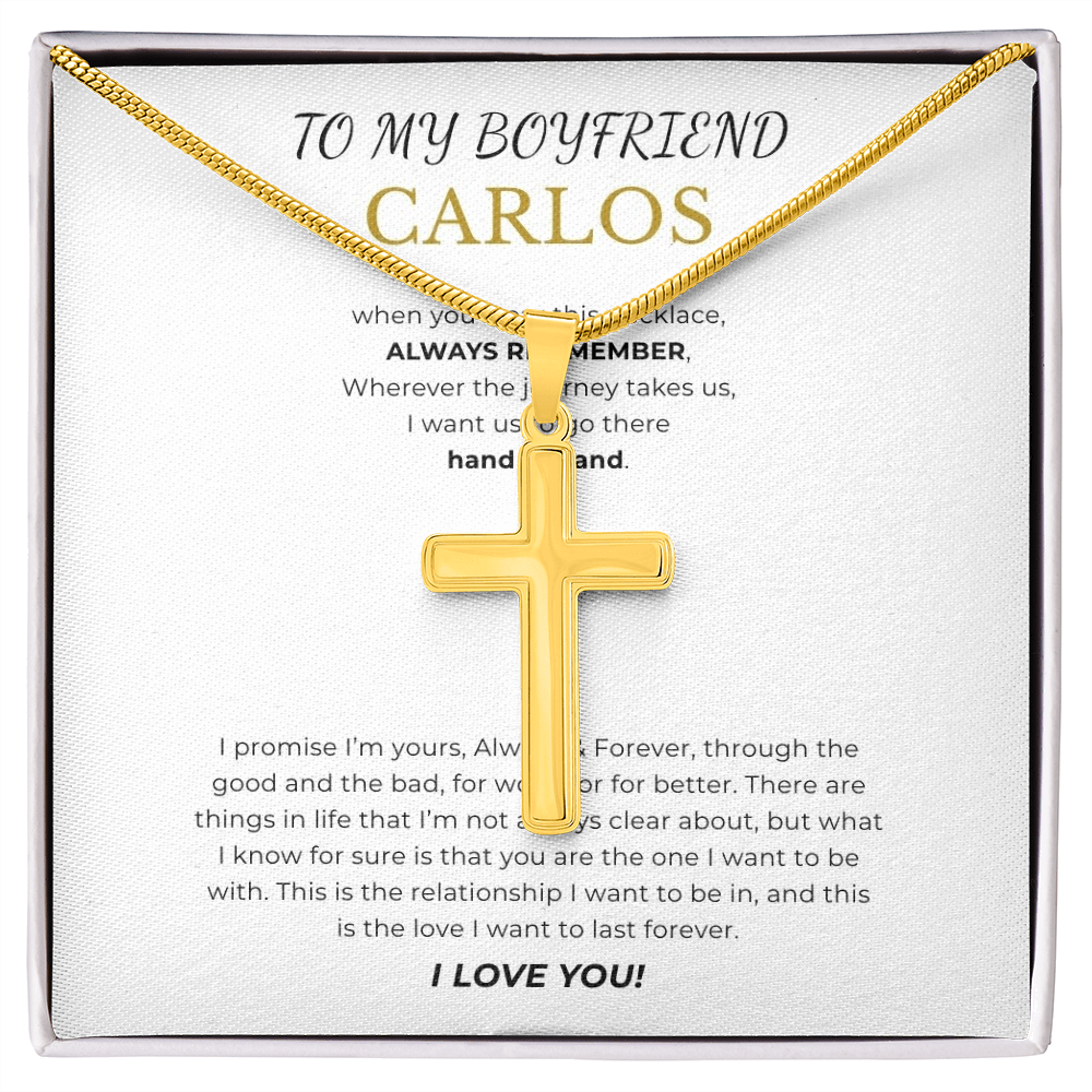 Prosonalized Promise Cross Necklace with Snake Chain