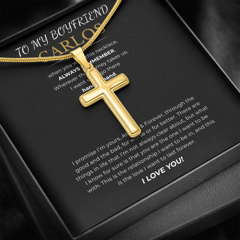 Prosonalized Promise Cross Necklace with Snake Chain