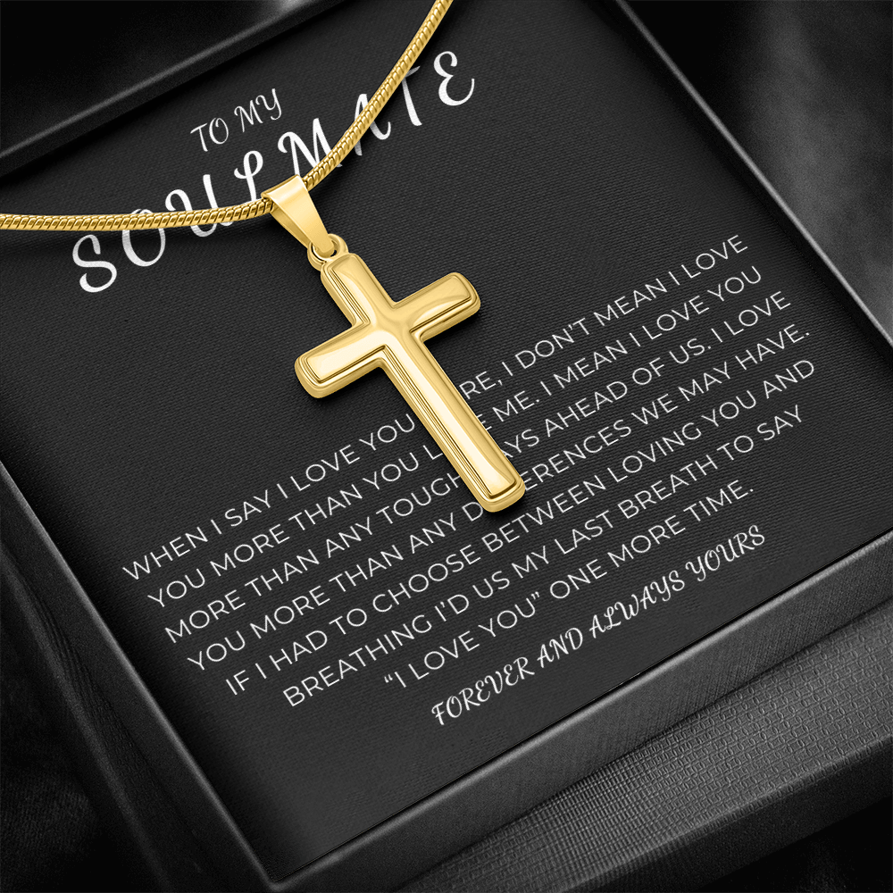 To My Soulmate Cross Necklace with Snake Chain