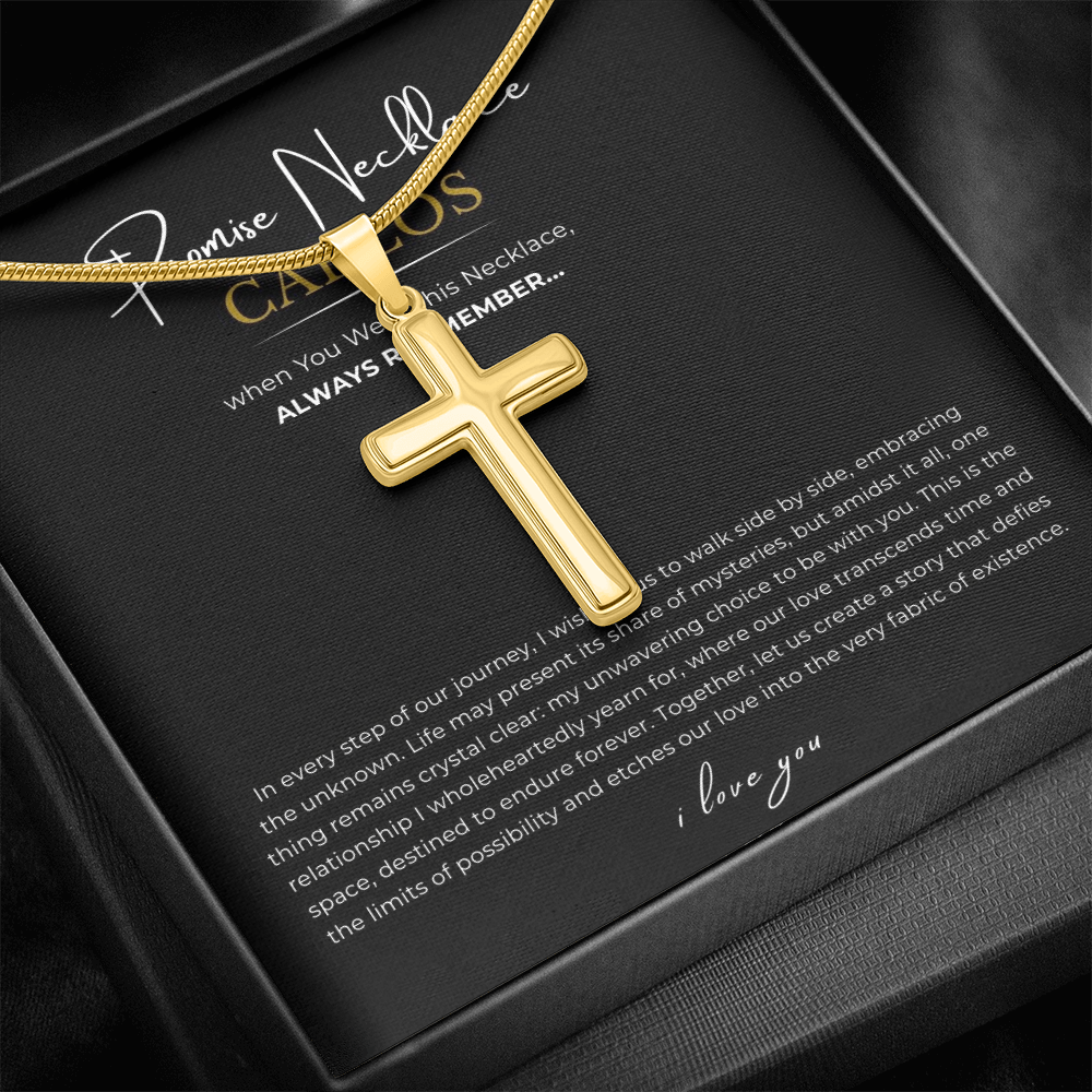 Prosonalized Promise Cross Necklace with Snake Chain