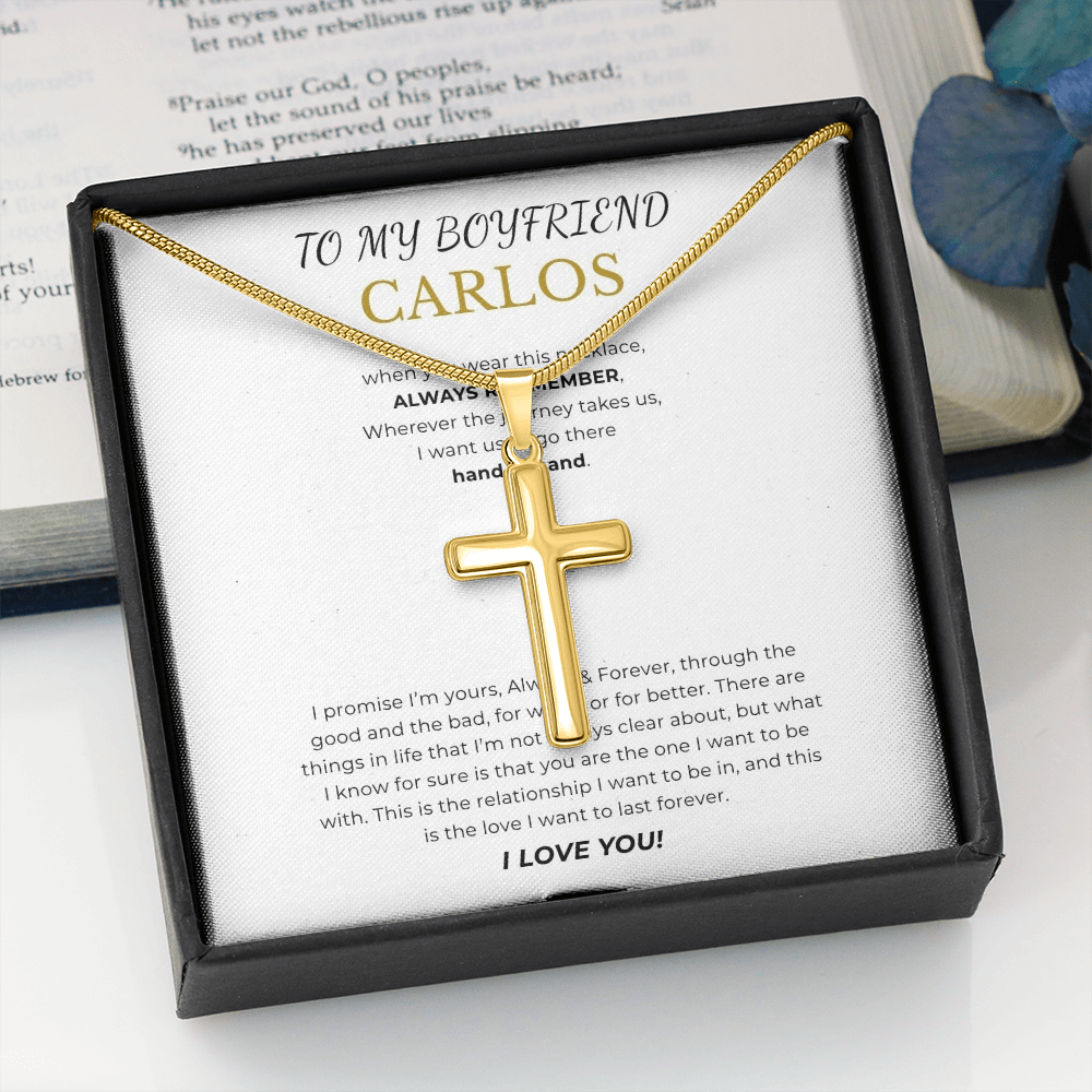 Prosonalized Promise Cross Necklace with Snake Chain