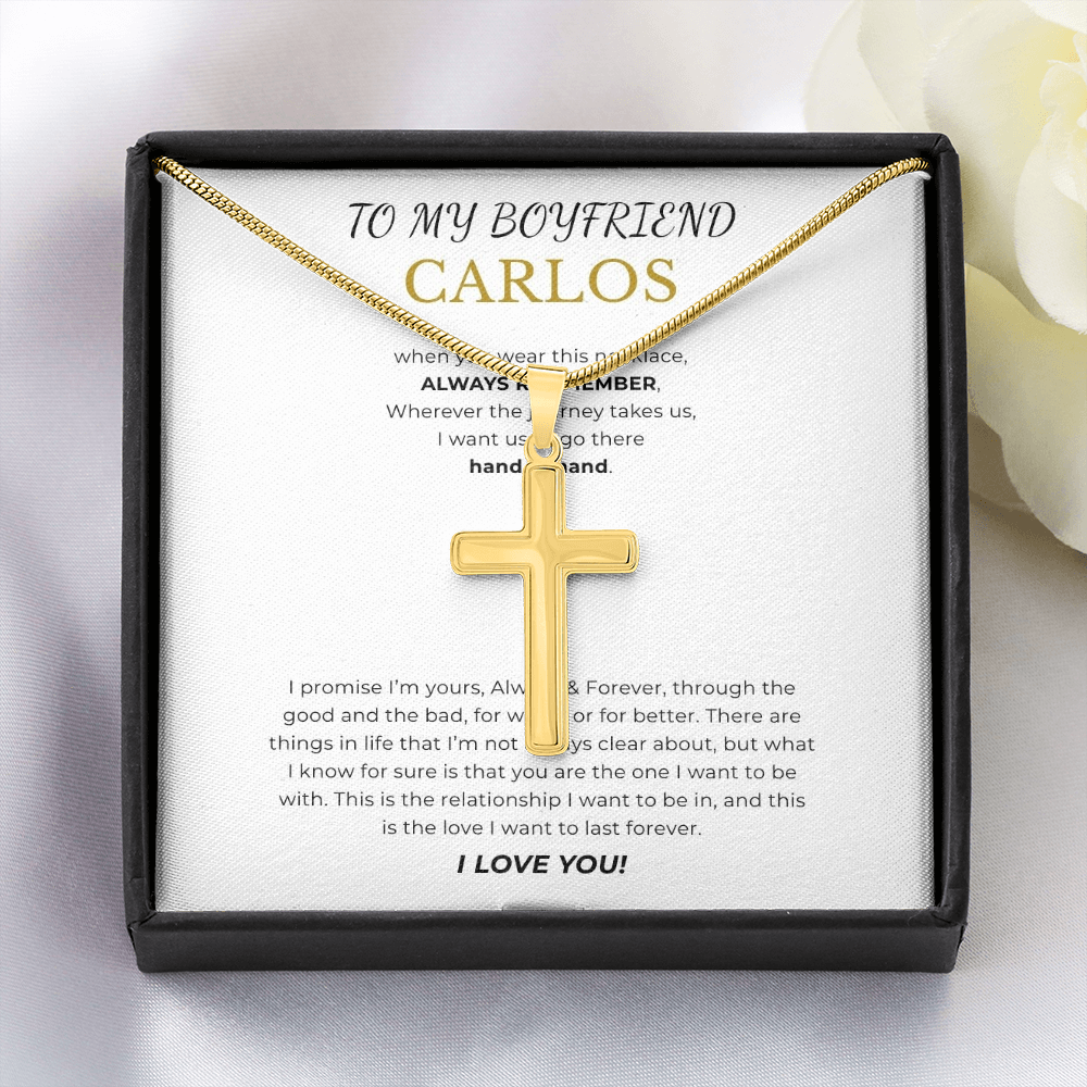 Prosonalized Promise Cross Necklace with Snake Chain