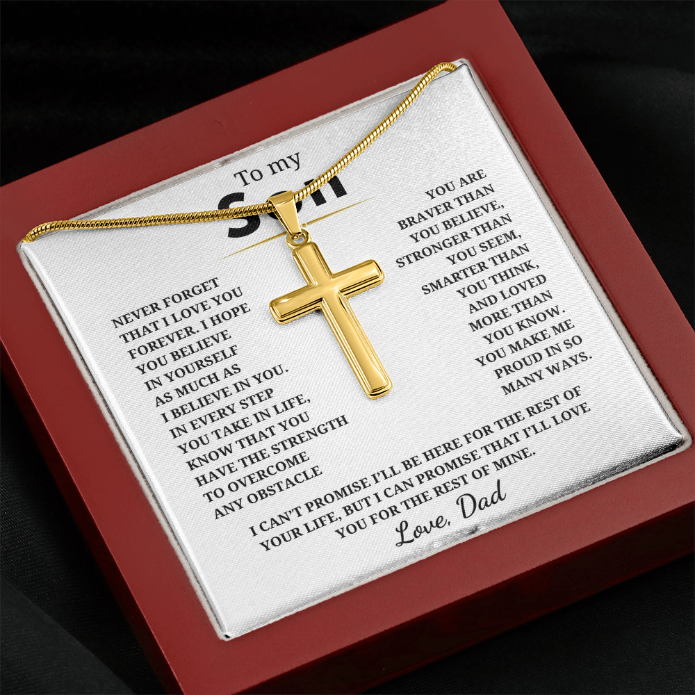 To My Son Artisan Cross Necklace with Snake Chain