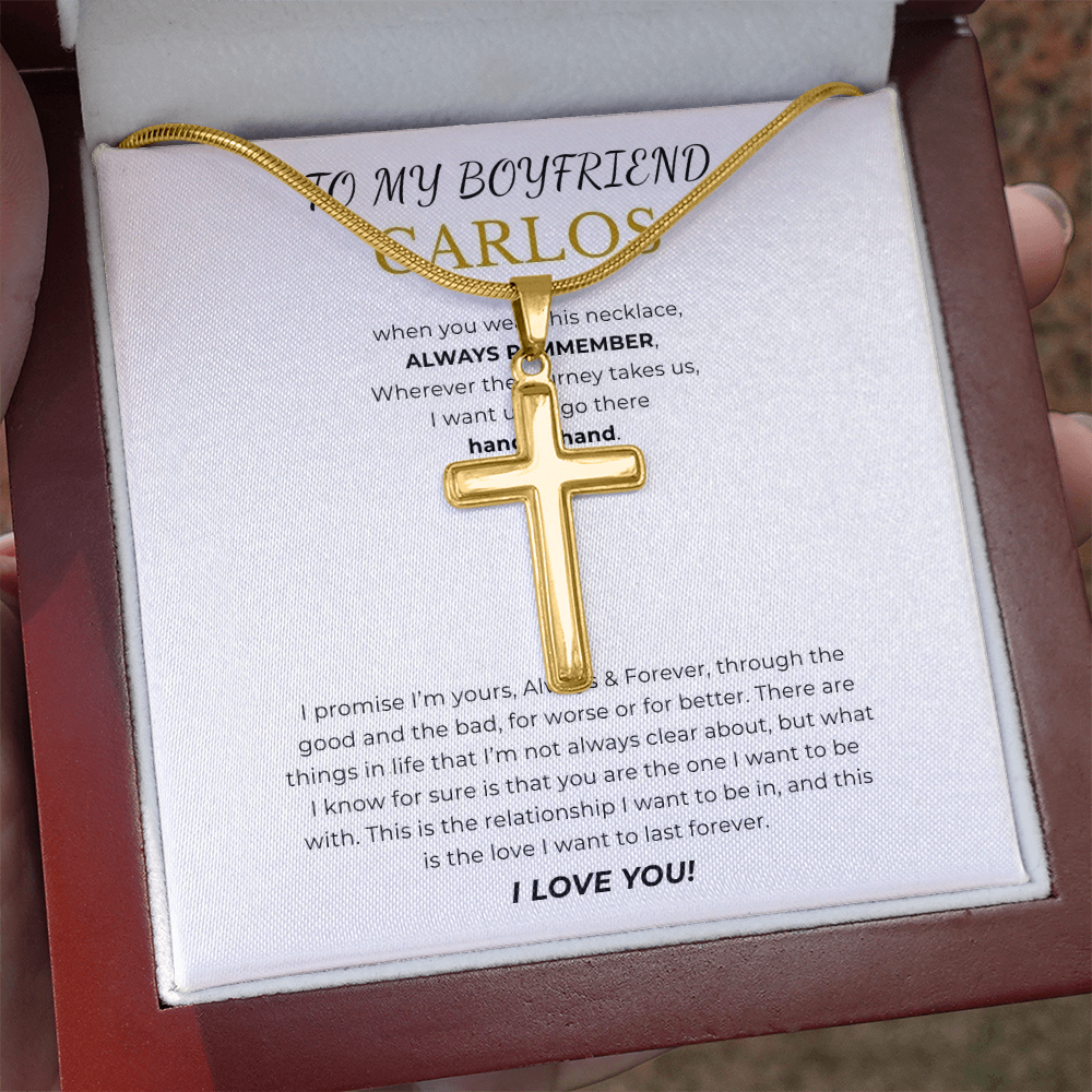 Prosonalized Promise Cross Necklace with Snake Chain