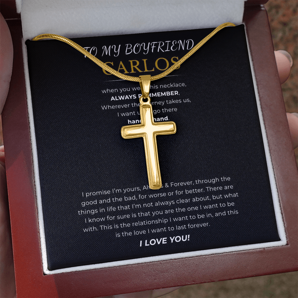 Prosonalized Promise Cross Necklace with Snake Chain