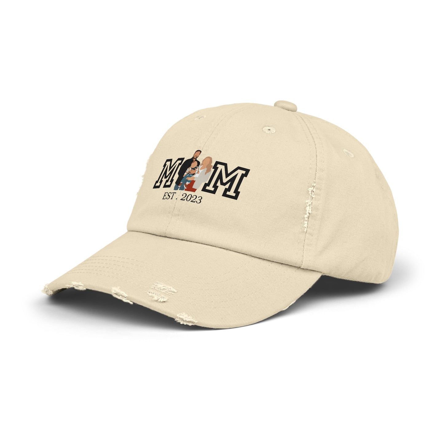 Custom MOM EST Unisex Distressed Cap