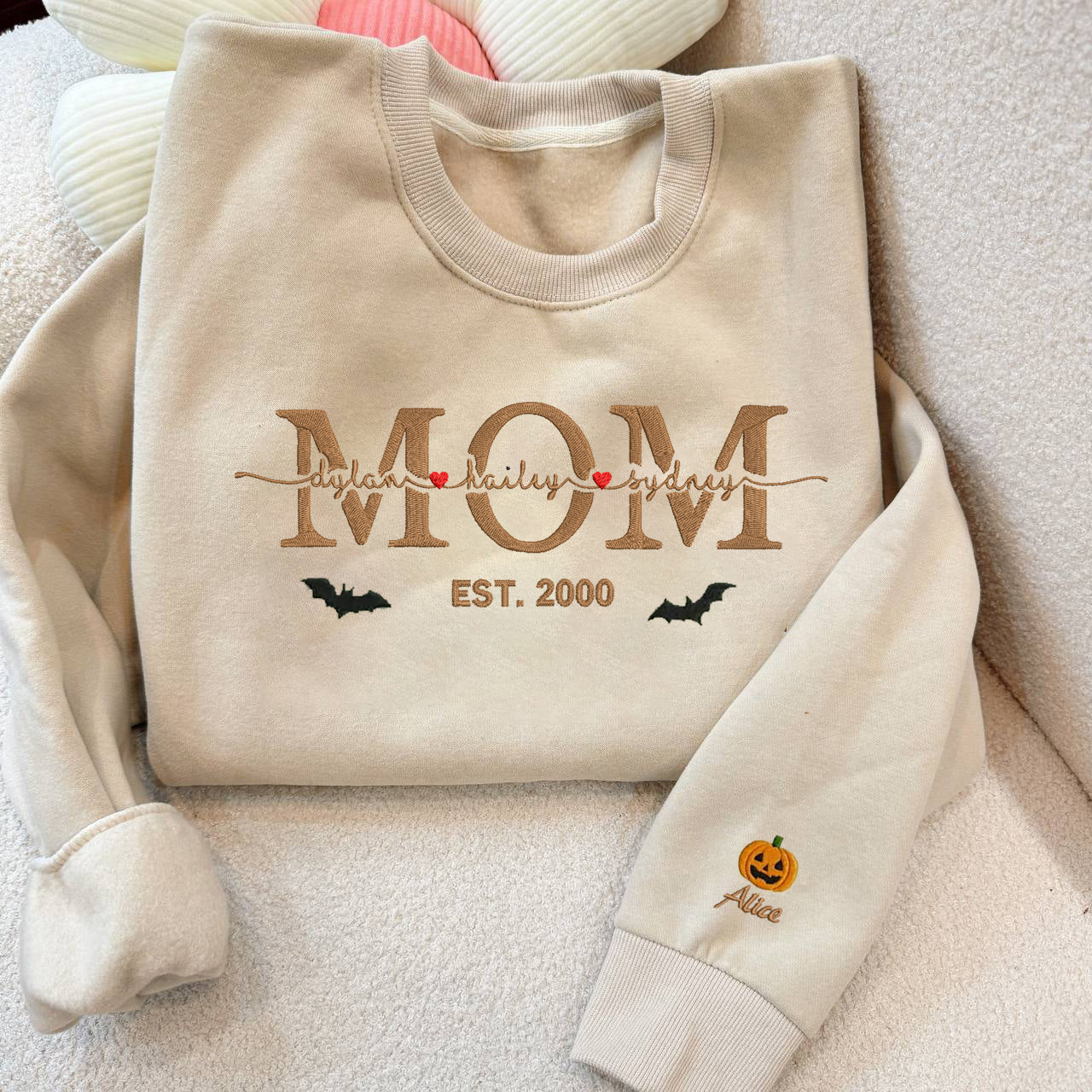 Halloween Personalized Embroidered Custom Text With Kids' Names Hoodie Sweatshirt T-Shirt