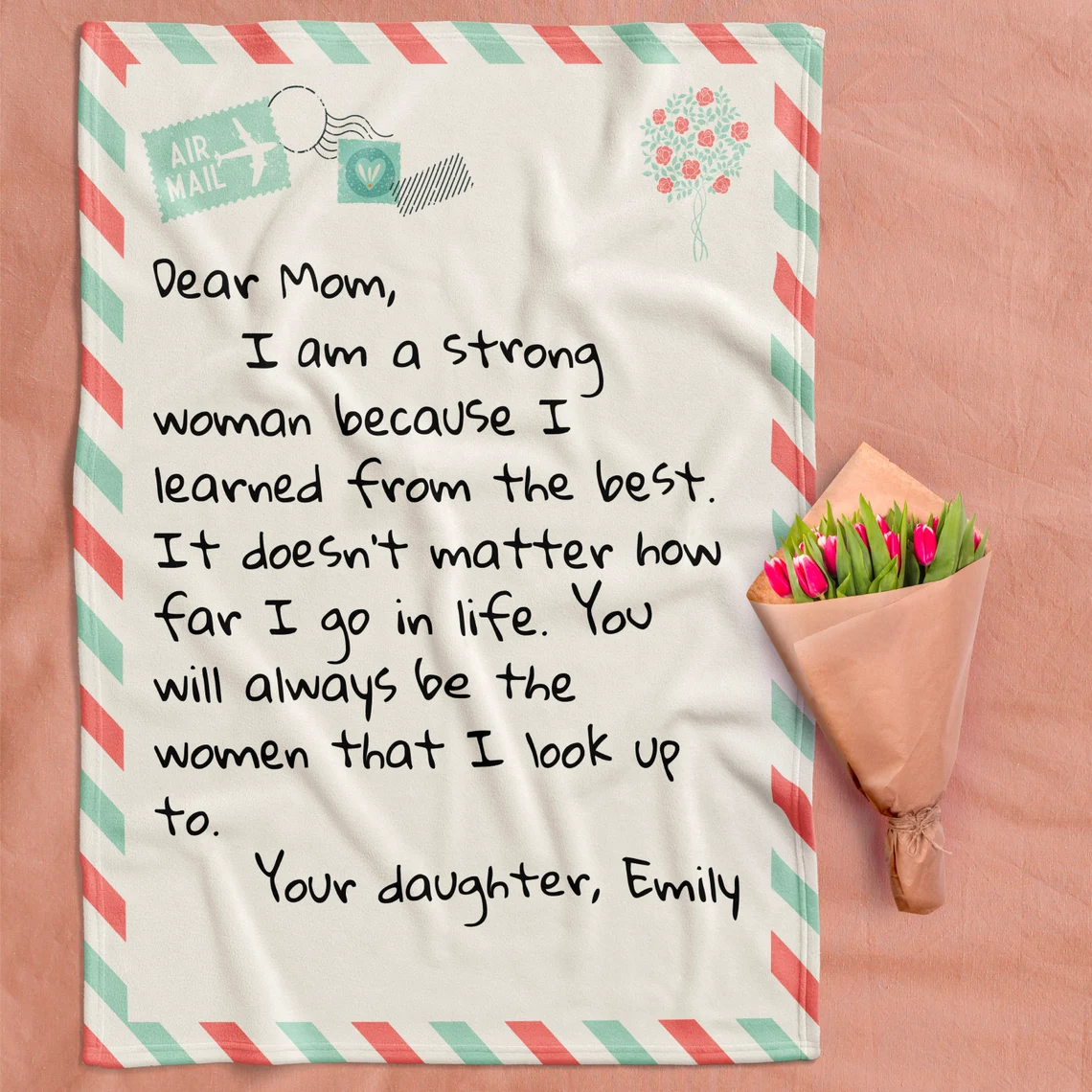 Mother's Day Personalized Letter To Mom Custom Soft Blanket