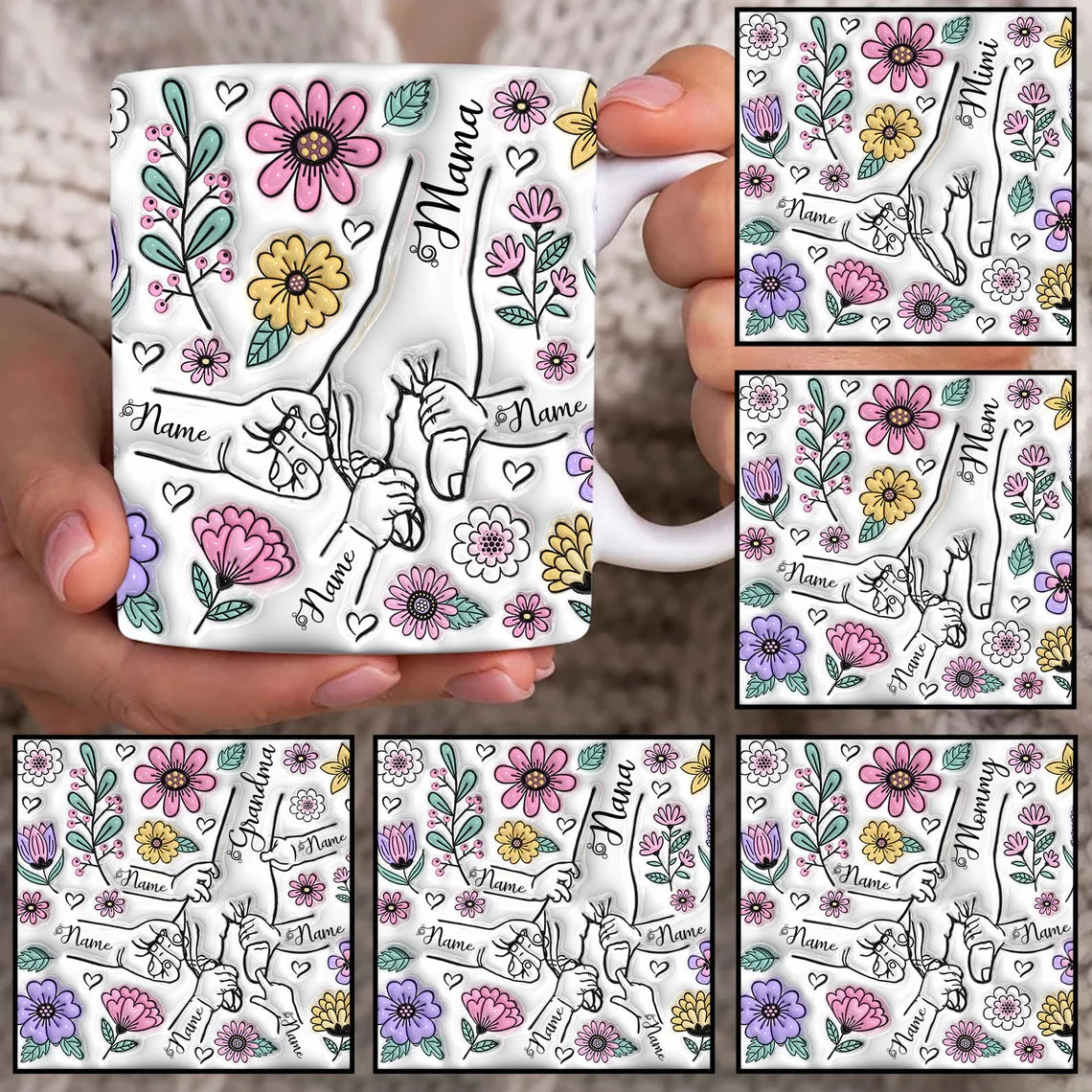 Mother's Day Personalized Holding Mom's Hands Mug You Hold Our Hands Also Our Hearts Mug