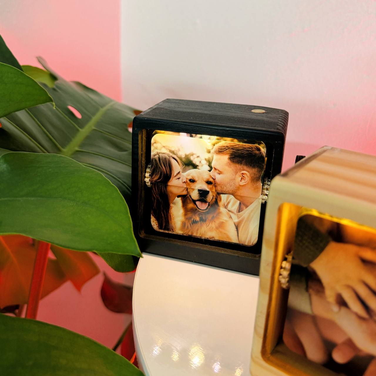 Custom Photo Flipbook Animation Box Wooden Photo Book with Light Anniversary Birthday Wedding Gift for Mom Unique Gift for Couple Home Decor