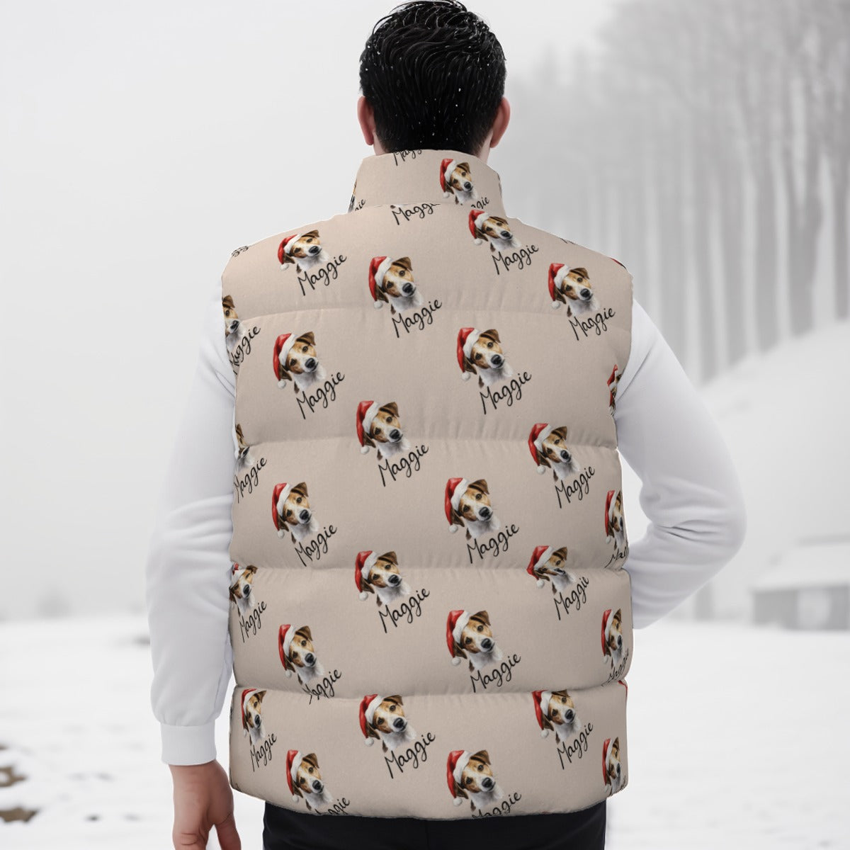 Personalized Pet Dog Cat Photo And Name Unisex Down Vest