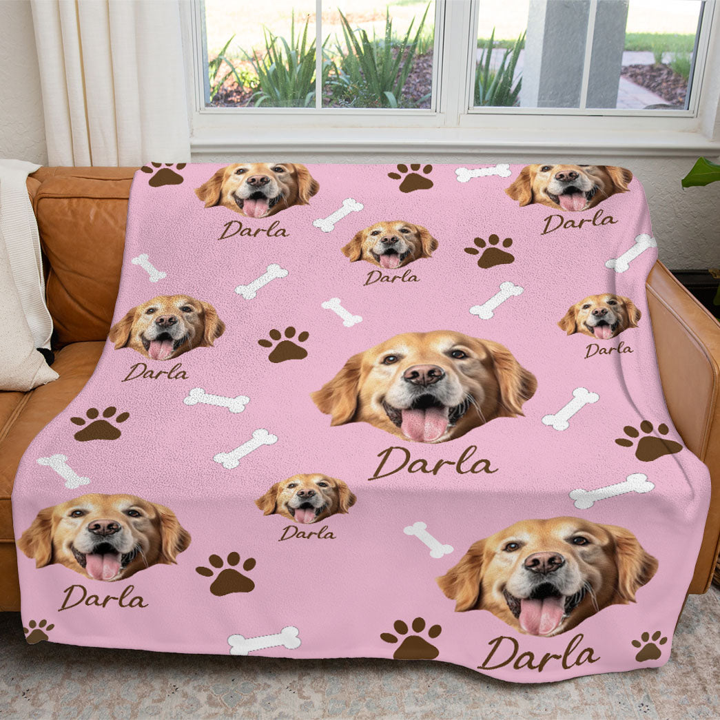 Personalized Pet Dog Cat Photo And Name Custom Soft Blanket
