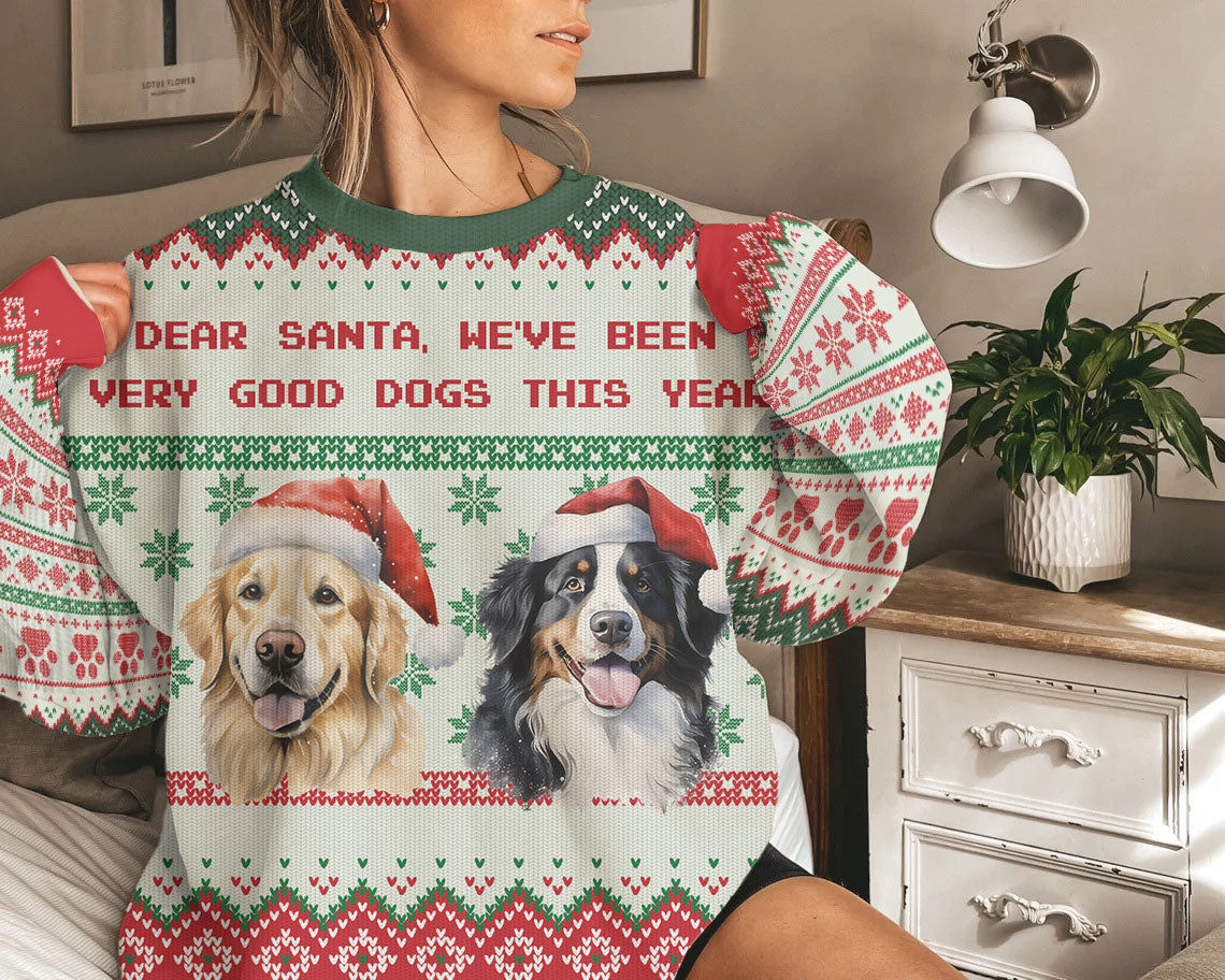 Personalized Pet Dog Cat Dear Santa Imitation Knitted Sweatshirt