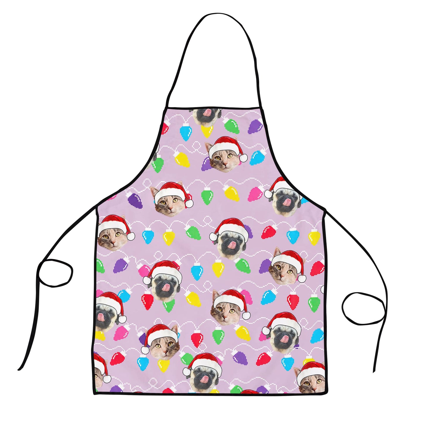 Personalized Pet Dog Cat Christmas Light Apron Oven mitt And Pot Holder Set