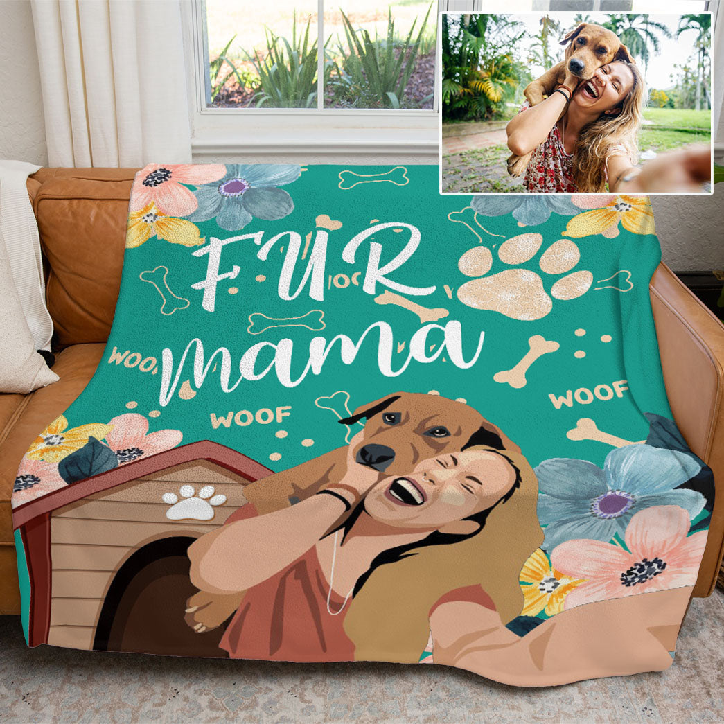 Personalized Pet Dog Cat Fur Mama Papa Custom Soft Blanket