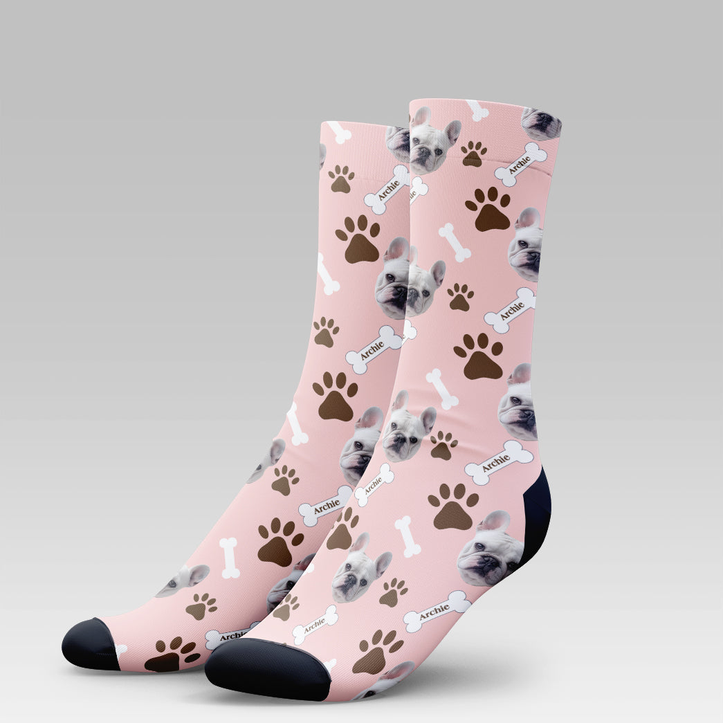Personalized Pet Photo And Name Socks